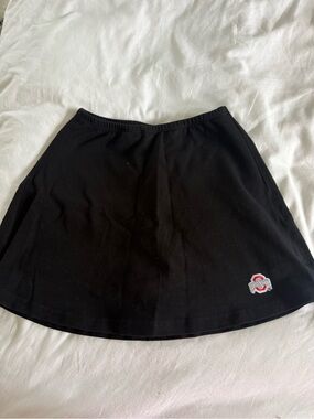 Black A-Line Mini Skirt with Embroidered Logo